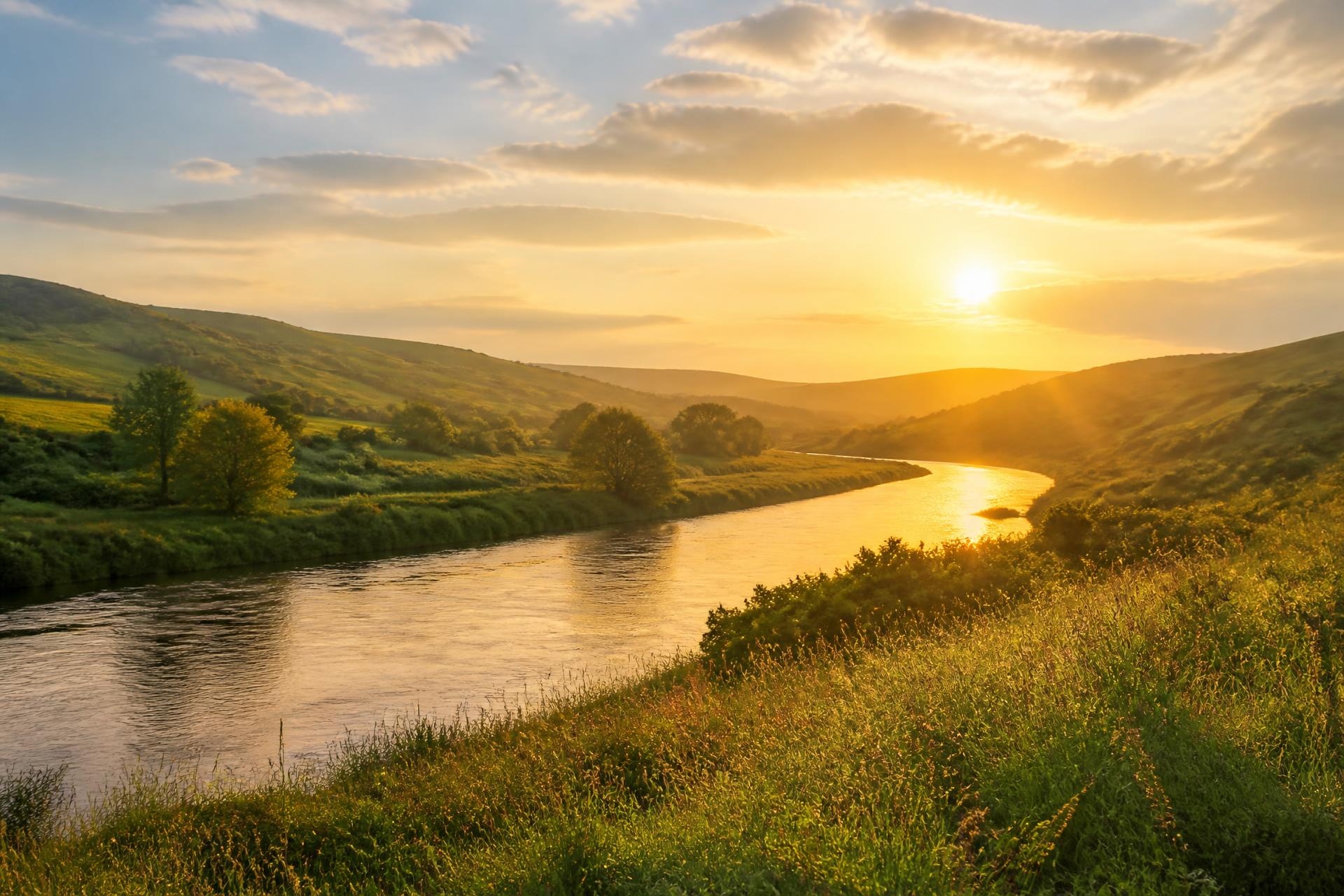 Irish countryside at sunset in County Donegal